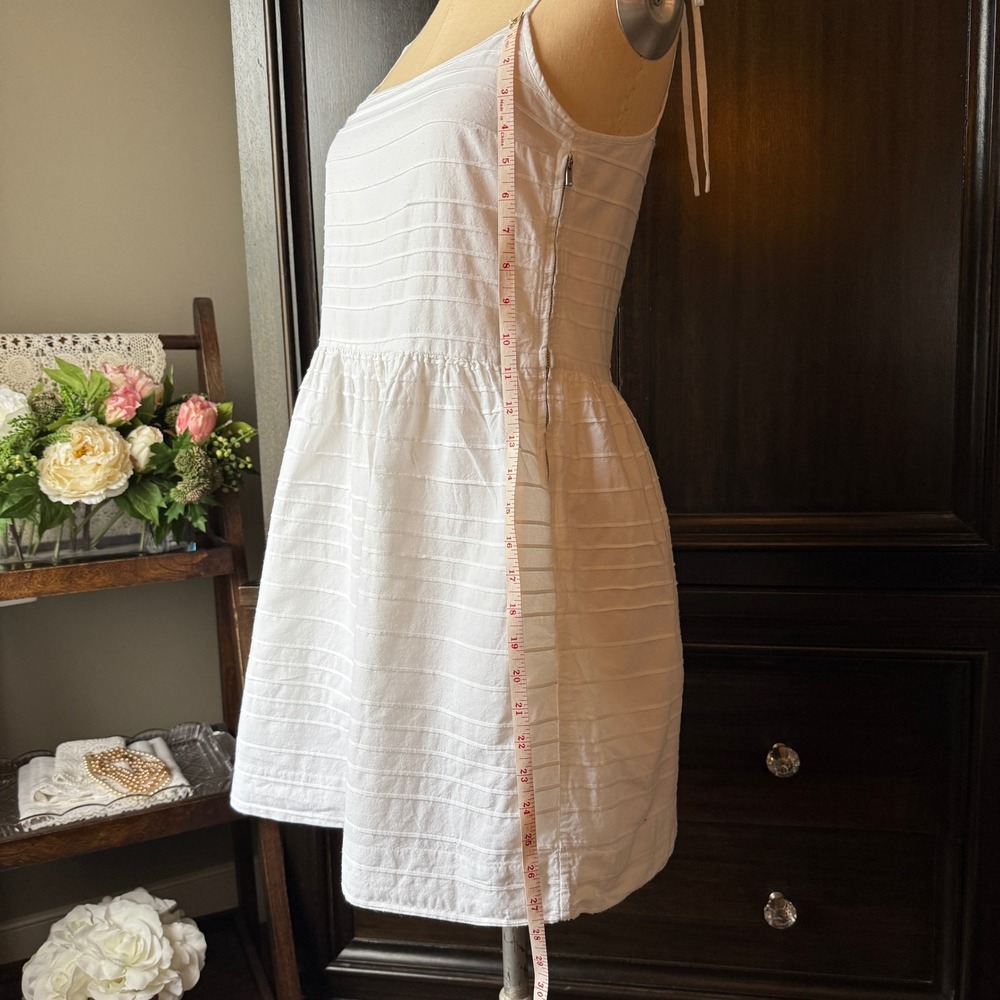 Gap Cotton Tie Strap Babydoll Mini Dress White‎ Textured Size 4 Boho Chic - Picture 5 of 12